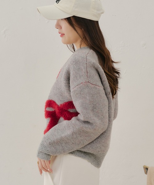 Another Branch olive des olive（アナザーブランチオリーブデオリーブ）の「フェザーリボンニット（ニット/セーター・レディース・アイボリー/グレー/チャコール・FREE）」の20枚目の写真