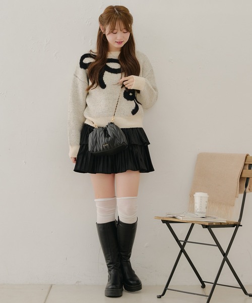 Another Branch olive des olive（アナザーブランチオリーブデオリーブ）の「フェザーリボンニット（ニット/セーター・レディース・アイボリー/グレー/チャコール・FREE）」の16枚目の写真