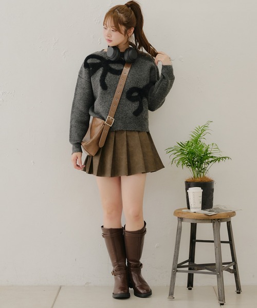 Another Branch olive des olive（アナザーブランチオリーブデオリーブ）の「フェザーリボンニット（ニット/セーター・レディース・アイボリー/グレー/チャコール・FREE）」の9枚目の写真
