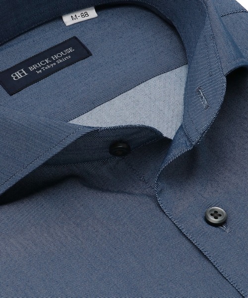 TOKYO SHIRTS（トウキョウシャツ）の「透け防止 形態安定ノーアイロン ホリゾンタルワイド 長袖ビジネスワイシャツ（ビジネスシャツ・メンズ・ダークブルー・首回り39cm-裄丈88cm/首回り41cm-裄丈90cm/首回り42cm-裄丈90cm/首回り43cm-裄丈90cm/首回り45cm-裄丈82cm/首回り45cm-裄丈86cm/首回り45cm-裄丈90cm/首回り47cm-裄丈86cm/首回り47cm-裄丈90cm）」の5枚目の写真
