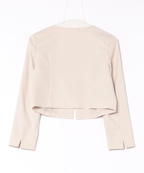 STRAWBERRY-FIELDS（ストロベリーフィールズ）の「ノーカラーコンパクトジャケット（ノーカラージャケット・レディース・ベージュ/ネイビー・2）」の3枚目の写真