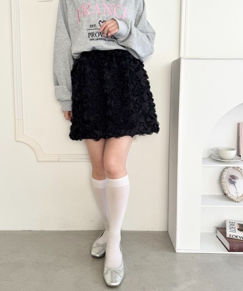 Loueme（ルエム）の「ローズチュールバルーンスカート（スカート・レディース・ブラック/アイボリー/ホワイト・FREE）」の5枚目の写真