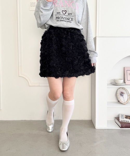 Loueme（ルエム）の「ローズチュールバルーンスカート（スカート・レディース・ブラック/アイボリー/ホワイト・FREE）」の6枚目の写真