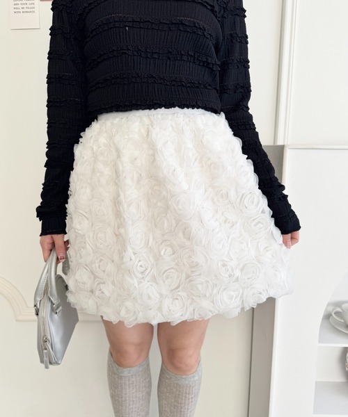 Loueme（ルエム）の「ローズチュールバルーンスカート（スカート・レディース・ブラック/アイボリー/ホワイト・FREE）」の13枚目の写真