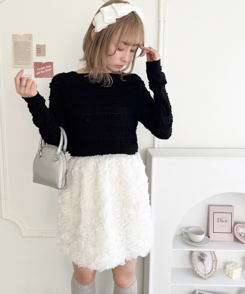 Loueme（ルエム）の「ローズチュールバルーンスカート（スカート・レディース・ブラック/アイボリー/ホワイト・FREE）」の14枚目の写真