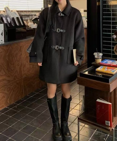 AsRiRe(アスリレイ)の「ミディ丈ウール(ダッフルコート・レディース・ブラック・M)」の9枚目の写真