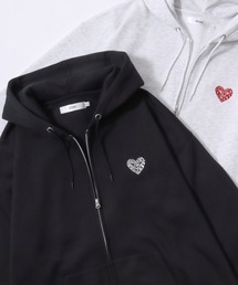 SITRY（シトリー）の「SITRY Heart Embroidery Sweat Hoodie/別注 オーバーサイズ ダブルジップ ハートロゴ ワンポイントラメ刺繍 裏起毛 フルジップパーカー フーディー パーカー スウェット レディース メンズ（パーカー）」
