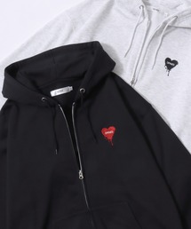 SITRY | SITRY Heart Embroidery Sweat Hoodie/別注 オーバーサイズ ダブルジップ ハートロゴ ワンポイントラメ刺繍 裏起毛 フルジップパーカー フーディー パーカー スウェット レディース メンズ(パーカー)