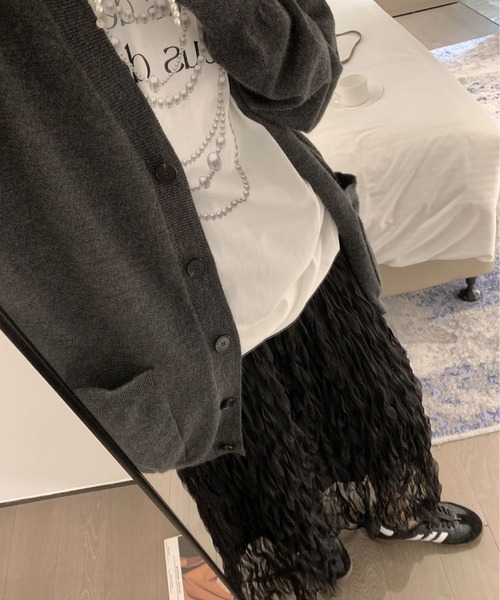 deux amour(ドゥーザムール)の「シフォンシワ加工プリーツロングスカート(スカート・レディース・アイボリー/ブラック・FREE)」の11枚目の写真