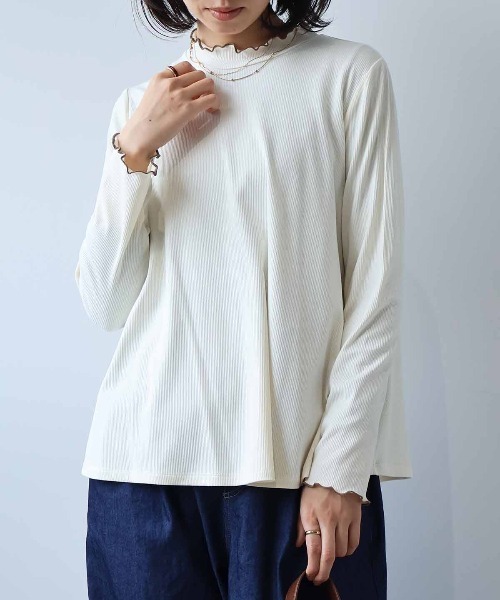 leswel（レスウェル）の「【L～5L 大きいサイズ】配色使いハイネックプルオーバー（Tシャツ/カットソー・レディース・クリーム/チャコールグレー/グリーン・LL/L/5L/3L/4L）」の11枚目の写真