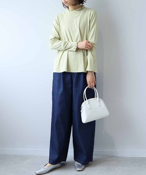 leswel（レスウェル）の「【L～5L 大きいサイズ】配色使いハイネックプルオーバー（Tシャツ/カットソー・レディース・クリーム/チャコールグレー/グリーン・LL/L/5L/3L/4L）」の12枚目の写真