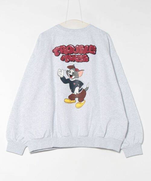 トレーナー スウェット 2025SS Tom and Jerry/トム＆ジェリー オーバーサイズ 裏起毛 キャラクターバックプリント クルーネックスウ トレーナー スウェット 2025SS Tom and Jerry/トム＆ジェリー