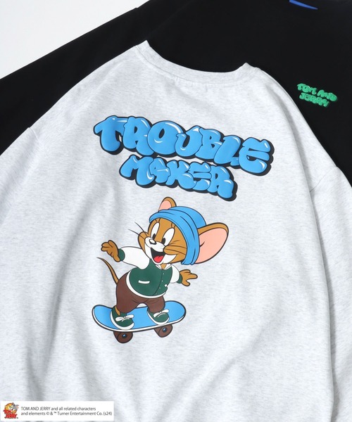 トレーナー スウェット 2025SS Tom and Jerry/トム＆ジェリー オーバーサイズ 裏起毛 キャラクターバックプリント クルーネックスウ トレーナー スウェット 2025SS Tom and Jerry/トム＆ジェリー