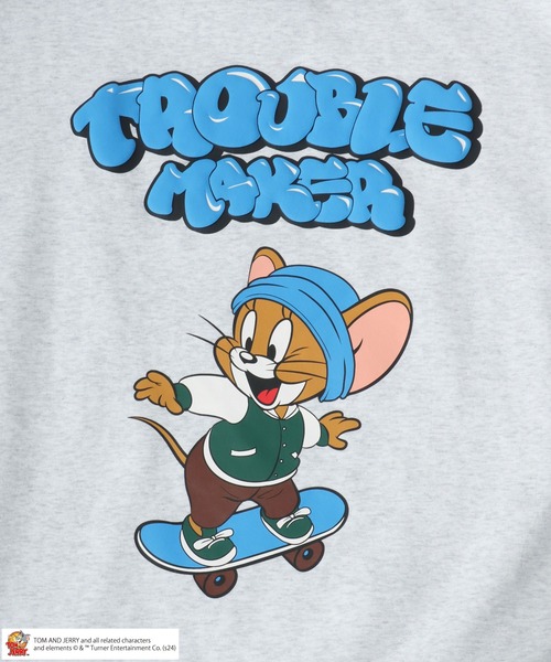 Tom＆Jerry（トムアンドジェリー）の「Tom and Jerry/トム＆ジェリー オーバーサイズ 裏起毛 キャラクターバックプリント クルーネックスウェット レディース メンズ トレーナー（スウェット・レディース・アッシュグレー/ブラック系その他/ブラック/グレー系その他・LL/L/M）」の13枚目の写真