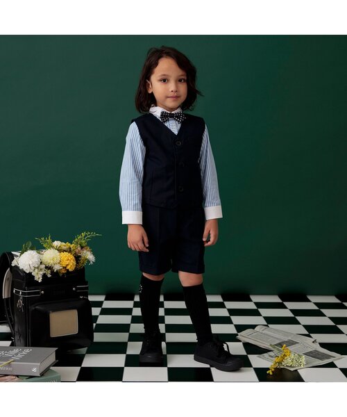 BREEZE(ブリーズ)の「【セットアップ可】フォーマルハーフパンツ(スーツパンツ・キッズ・グレー/ネイビー・120/110/100/90/130)」の6枚目の写真