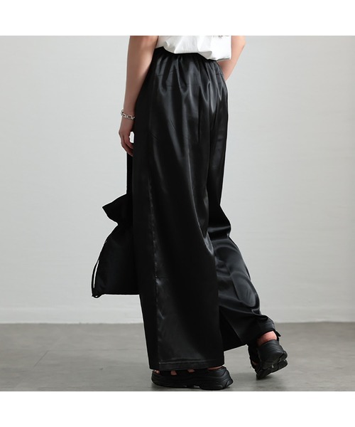 ストレッチサテンタックワイドパンツ【大きいサイズ対応】（その他パンツ）｜GOLDJAPAN（ゴールドジャパン）