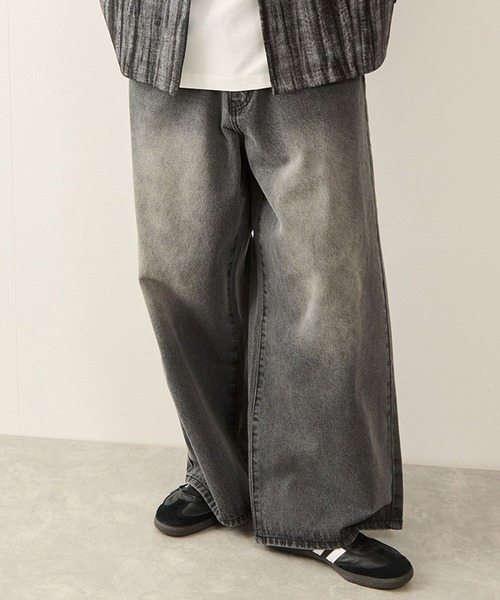 JUNRED（ジュンレッド）の「ボリュームカットストレートデニムパンツ（デニムパンツ・メンズ・パープル/ネイビー/ブラック/グレー・S/M/L）」の3枚目の写真