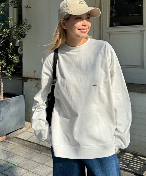 CANAL JEAN(キャナルジーン)の「choice_cnl DaybreakヘビーウエイトロンT(Tシャツ/カットソー・レディース・ベージュ/ネイビー/ホワイト・ONE SIZE)」の2枚目の写真