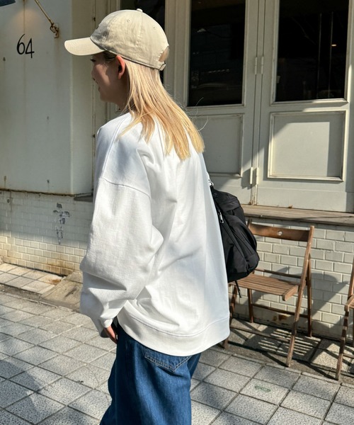 CANAL JEAN(キャナルジーン)の「choice_cnl DaybreakヘビーウエイトロンT(Tシャツ/カットソー・レディース・ベージュ/ネイビー/ホワイト・ONE SIZE)」の4枚目の写真