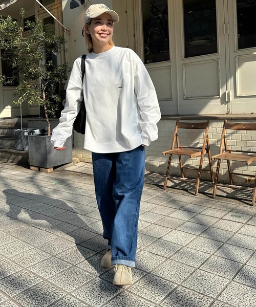 CANAL JEAN(キャナルジーン)の「choice_cnl DaybreakヘビーウエイトロンT(Tシャツ/カットソー・レディース・ベージュ/ネイビー/ホワイト・ONE SIZE)」の5枚目の写真