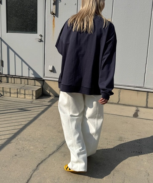 CANAL JEAN(キャナルジーン)の「choice_cnl DaybreakヘビーウエイトロンT(Tシャツ/カットソー・レディース・ベージュ/ネイビー/ホワイト・ONE SIZE)」の11枚目の写真