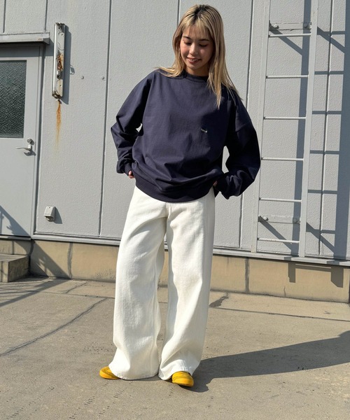 CANAL JEAN(キャナルジーン)の「choice_cnl DaybreakヘビーウエイトロンT(Tシャツ/カットソー・レディース・ベージュ/ネイビー/ホワイト・ONE SIZE)」の12枚目の写真