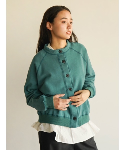 FIKA.（フィーカ）の「Sweat cardigan（カーディガン/ボレロ・レディース・ライトグレー/ダークオリーブ・FREE）」の2枚目の写真