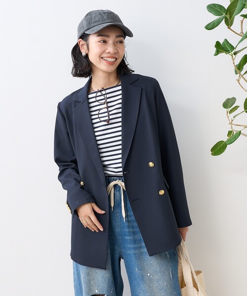 男性に人気！ セール】LINEN ダブル テーラードジャケット/リネンタッチ TOUCH ジャケット・アウター