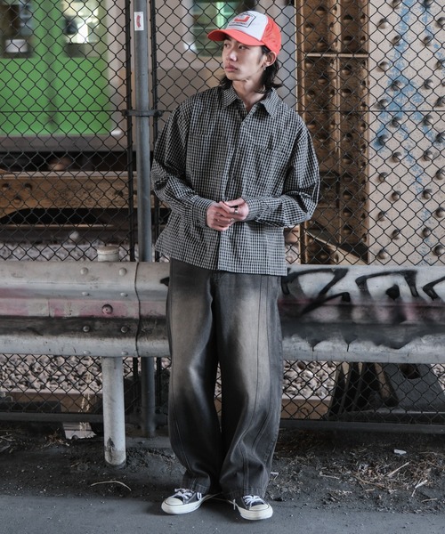 WEGO(ウィゴー)の「WEGO/ミニマムチェックショートロングスリーブシャツ(シャツ/ブラウス・メンズ・ベージュ系その他2/ブラウン系その他2/ブラック系その他2・LARGE/MEDIUM)」の18枚目の写真