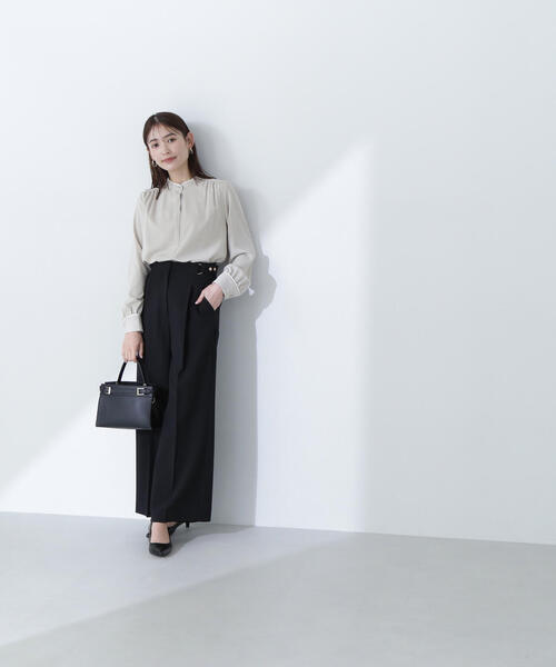 NATURAL BEAUTY BASIC（ナチュラルビューティーベーシック）の「◇バイカラートリミングブラウス（シャツ/ブラウス・レディース・ブルー系その他/ベージュ系その他/ホワイト系その他・MEDIUM/SMALL）」の14枚目の写真