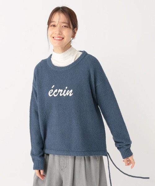 studio CLIP(スタディオクリップ)の「ロゴ刺繍ドロストプルオーバー(ニット/セーター・レディース・ネイビー/オフホワイト/グレー・FREE)」の3枚目の写真