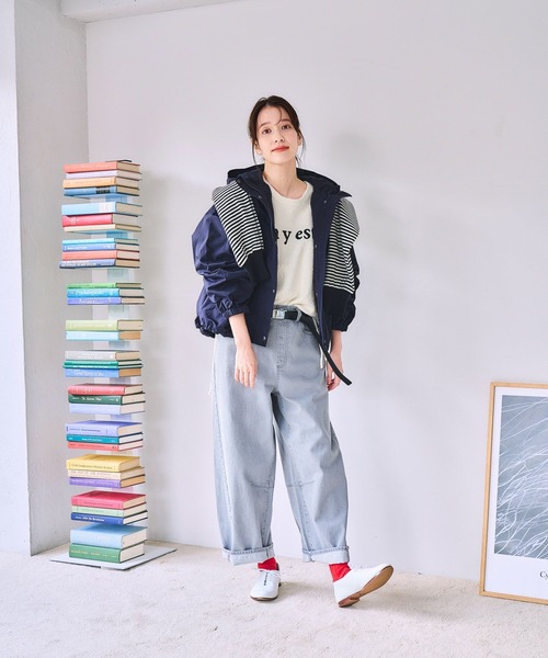 studio CLIP(スタディオクリップ)の「ロゴ刺繍ドロストプルオーバー(ニット/セーター・レディース・ネイビー/オフホワイト/グレー・FREE)」の9枚目の写真