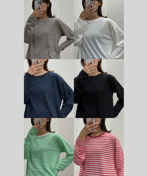 CPCM(シーピーシーエム)の「スラブシアーロンT(Tシャツ/カットソー・レディース・ブラック/グレー/オフホワイト/ネイビー/グリーン/レッド・MEDIUM/LARGE)」の9枚目の写真