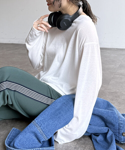 CPCM(シーピーシーエム)の「スラブシアーロンT(Tシャツ/カットソー・レディース・ブラック/グレー/オフホワイト/ネイビー/グリーン/レッド・MEDIUM/LARGE)」の10枚目の写真