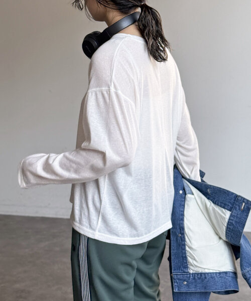 CPCM(シーピーシーエム)の「スラブシアーロンT(Tシャツ/カットソー・レディース・ブラック/グレー/オフホワイト/ネイビー/グリーン/レッド・MEDIUM/LARGE)」の12枚目の写真