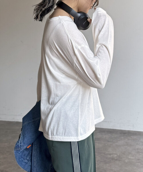 CPCM(シーピーシーエム)の「スラブシアーロンT(Tシャツ/カットソー・レディース・ブラック/グレー/オフホワイト/ネイビー/グリーン/レッド・MEDIUM/LARGE)」の13枚目の写真