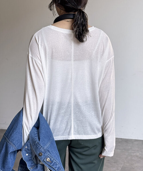 CPCM(シーピーシーエム)の「スラブシアーロンT(Tシャツ/カットソー・レディース・ブラック/グレー/オフホワイト/ネイビー/グリーン/レッド・MEDIUM/LARGE)」の14枚目の写真