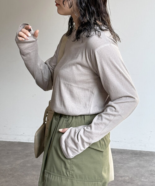 CPCM(シーピーシーエム)の「スラブシアーロンT(Tシャツ/カットソー・レディース・ブラック/グレー/オフホワイト/ネイビー/グリーン/レッド・MEDIUM/LARGE)」の21枚目の写真