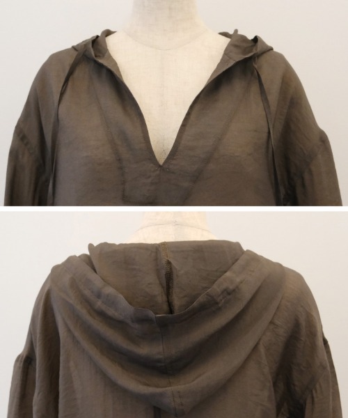 aquagarage（アクアガレージ）の「シアーパーカー（シャツ/ブラウス・レディース・カーキ/ブラック/オフホワイト・L/M）」の16枚目の写真