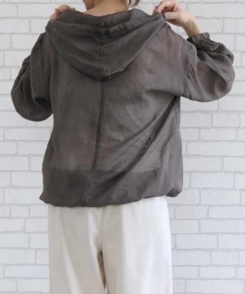aquagarage（アクアガレージ）の「シアーパーカー（シャツ/ブラウス・レディース・カーキ/ブラック/オフホワイト・L/M）」の15枚目の写真