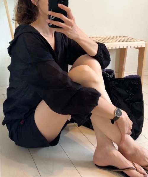 aquagarage（アクアガレージ）の「シアーパーカー（シャツ/ブラウス・レディース・カーキ/ブラック/オフホワイト・L/M）」の9枚目の写真