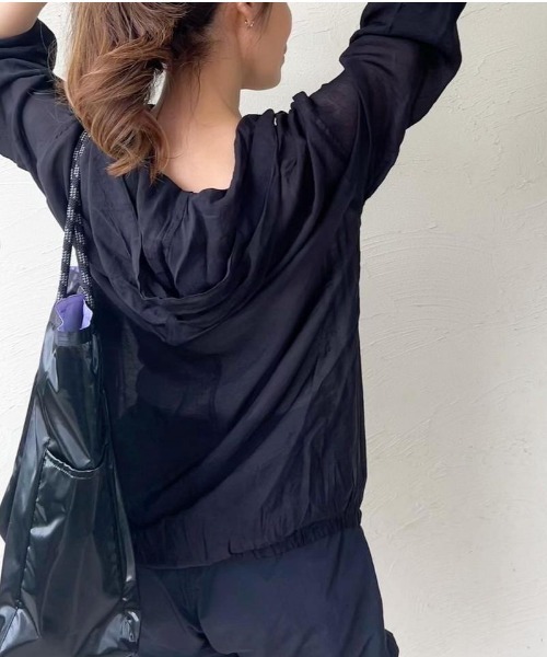 aquagarage（アクアガレージ）の「シアーパーカー（シャツ/ブラウス・レディース・カーキ/ブラック/オフホワイト・L/M）」の12枚目の写真