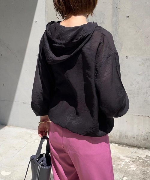 aquagarage（アクアガレージ）の「シアーパーカー（シャツ/ブラウス・レディース・カーキ/ブラック/オフホワイト・L/M）」の8枚目の写真