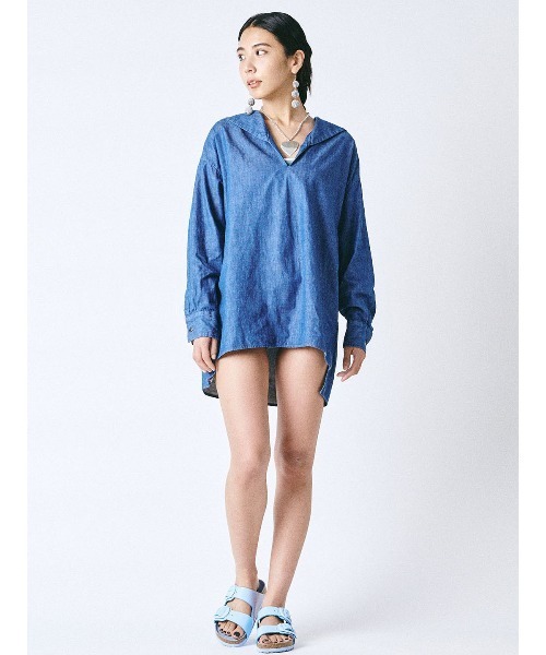 mikomori(ミコモリ)の「【mikomori × THIRD MAGAZINE】DENIM SAILOR COLLAR SHIRT(シャツ/ブラウス・レディース・インディゴブルー・FREE)」の12枚目の写真