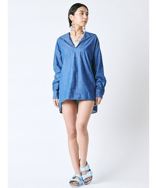 新品未使用　mikomori デニムセーラーカラーシャツ mikomori × THIRD MAGAZINE】DENIM SAILOR COLLAR SHIRT（シャツ