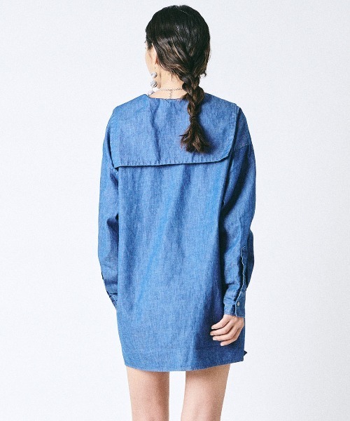 mikomori(ミコモリ)の「【mikomori × THIRD MAGAZINE】DENIM SAILOR COLLAR SHIRT(シャツ/ブラウス・レディース・インディゴブルー・FREE)」の5枚目の写真