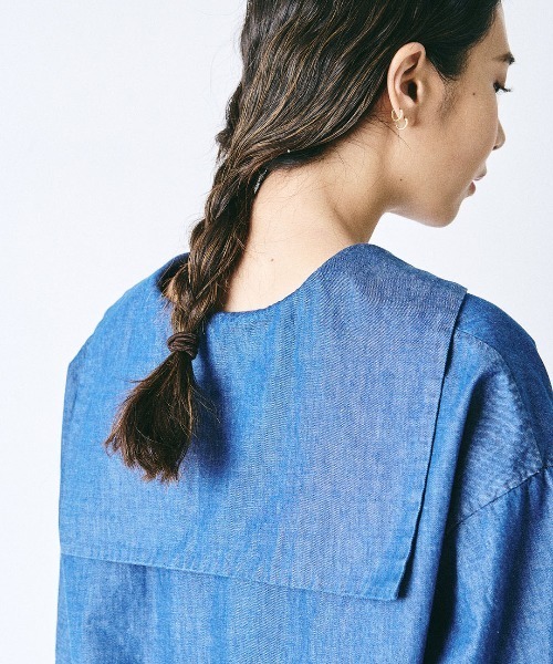 新品未使用　mikomori デニムセーラーカラーシャツ mikomori × THIRD MAGAZINE】DENIM SAILOR COLLAR SHIRT（シャツ