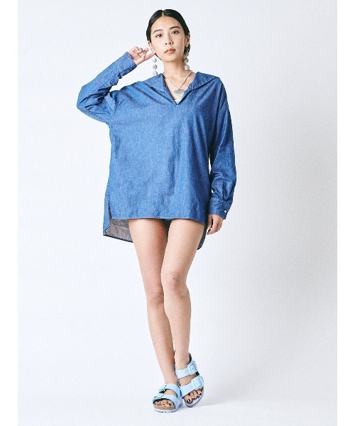 mikomori(ミコモリ)の「【mikomori × THIRD MAGAZINE】DENIM SAILOR COLLAR SHIRT(シャツ/ブラウス・レディース・インディゴブルー・FREE)」の10枚目の写真