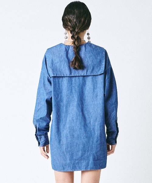 新品未使用　mikomori デニムセーラーカラーシャツ mikomori × THIRD MAGAZINE】DENIM SAILOR COLLAR SHIRT（シャツ