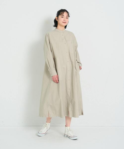 conges payes ADIEU TRISTESSE(コンジェ ペイエ アデュートリステス)の「ステッチワークシャツワンピ(ワンピース・レディース・チャコールグレー/グリーン・38)」の10枚目の写真